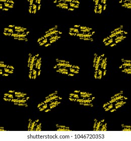 Abstract neon black background with different lines in yellow color. Bright and colorful, 80s and 90s style. Vector seamless pattern with blurred effect can be used as backdrop, print or wallpaper