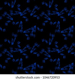 Abstract neon black background with different lines in dark blue color. Bright and colorful, 80s and 90s style. Vector seamless pattern with blurred effect can be used as backdrop, print or wallpaper