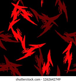 Abstract neon black background with different lines in bright red color. Bright and colorful, 80s and 90s style. Vector seamless pattern with blurred effect can be used as backdrop, print or wallpaper