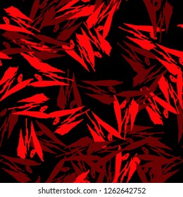 Abstract neon black background with different lines in bright red color. Bright and colorful, 80s and 90s style. Vector seamless pattern with blurred effect can be used as backdrop, print or wallpaper