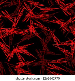 Abstract neon black background with different lines in bright red color. Bright and colorful, 80s and 90s style. Vector seamless pattern with blurred effect can be used as backdrop, print or wallpaper