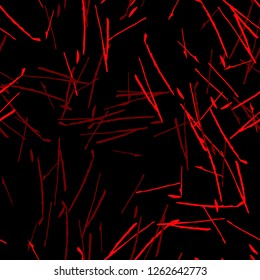 Abstract neon black background with different lines in bright red color. Bright and colorful, 80s and 90s style. Vector seamless pattern with blurred effect can be used as backdrop, print or wallpaper
