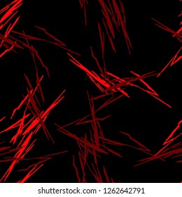 Abstract neon black background with different lines in bright red color. Bright and colorful, 80s and 90s style. Vector seamless pattern with blurred effect can be used as backdrop, print or wallpaper