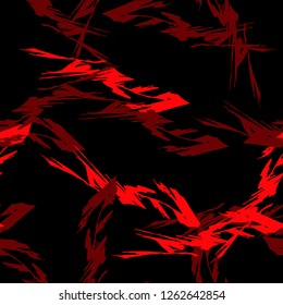 Abstract neon black background with different lines in bright red color. Bright and colorful, 80s and 90s style. Vector seamless pattern with blurred effect can be used as backdrop, print or wallpaper