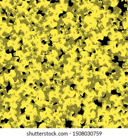 Abstract neon black background with different lines in bright yellow color. Bright and colorful. Vector seamless pattern with blurred effect can be used as backdrop, print or wallpaper