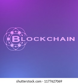 Abstract neon blockchain background. Abstract digital crypto currency element.