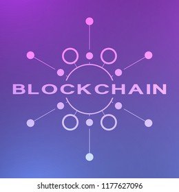 Abstract neon blockchain background. Abstract digital crypto currency element.