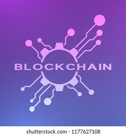 Abstract neon blockchain background. Abstract digital crypto currency element.