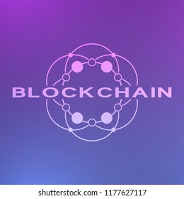 Abstract neon blockchain background. Abstract digital crypto currency element.