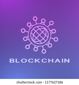 Abstract neon blockchain background. Abstract digital crypto currency element.
