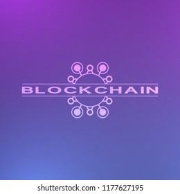 Abstract neon blockchain background. Abstract digital crypto currency element.