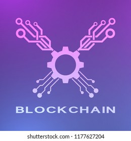 Abstract neon blockchain background. Abstract digital crypto currency element.