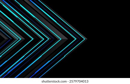 Abstract neon blue arrow direction technology futuristic geometric creative on black design modern background vector illustration.