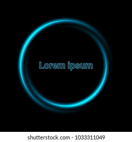 Abstract Neon Blue Circle Frame Light. Vector