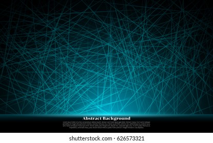 Abstract Neon Blue Lines Effect Shiny Realistic Design Elements. Vector Illustration. Abstract Black Modern Background with Polygons.
