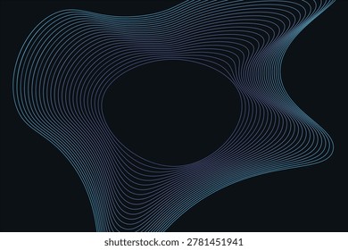 Abstract neon blue and purple 3D geometric tunnel background.Futuristic cyber wormhole grid with glowing violet lines backdrop.Digital sci-fi portal with concentric glowing mesh illustration.