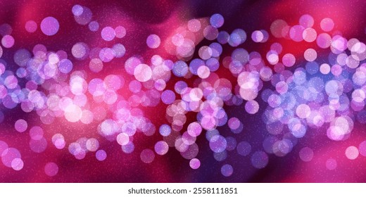 Abstract neon blue red siren seamless bg with overlay bokeh effect and grainy texture. Gradient mesh vector illustration. Blurred wallpaper