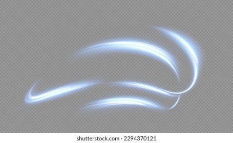 Abstract neon blue tone ring. A bright plume of luminous rays swirling in a fast spiraling motion. Light cool whirl. Light effect blue curve line. Vector