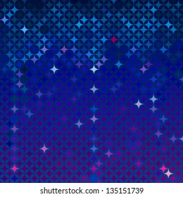 Abstract neon blue vector detailed background with colorful elements like bursting stars or glittering gemstones. Background image for a spa website, night club flyer, wallpaper, music poster