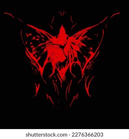 abstract neon butterfly, logo, vector with wings, sketch style