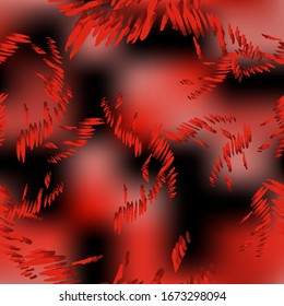 Abstract neon camouflage with different lines in bright red, pink and black color. Bright and colorful. Vector seamless pattern with blurred effect can be used as backdrop, print or wallpaper