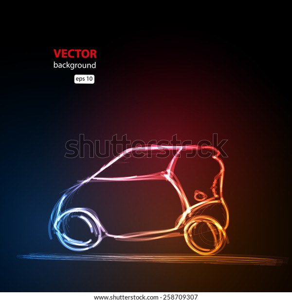 abstract neon car, easy all\
editable