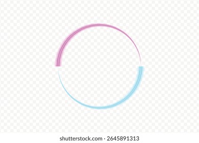 Abstract Neon Circle Frame Glowing Pink and Blue Light Effect on Transparent Backdrop, PNG cut-out