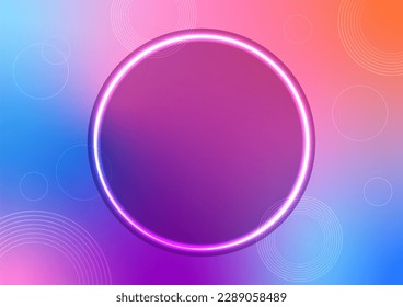 Abstract neon circle light line lens center gradient vivid vector background. vector illustration.