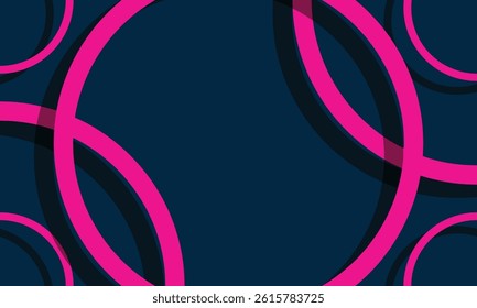 Abstract neon circle lines on dark blue background. Geometric stripe line art design. Modern shiny color lines. Futuristic technology concept. Suit for poster, cover, banner, brochure, website