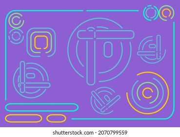 Abstract Neon with circle and rectangle line Vector Suitable for Wallpaper and Decoration etc