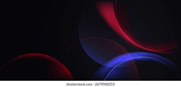 Abstract Neon Circles Background with Glowing Red and Blue Elements