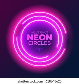 Abstract Neon Circles Banner. Vector illustration.