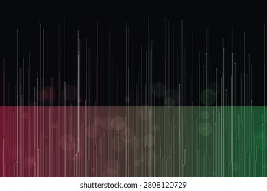 Abstract neon circuit lines on gradient digital background, vertical