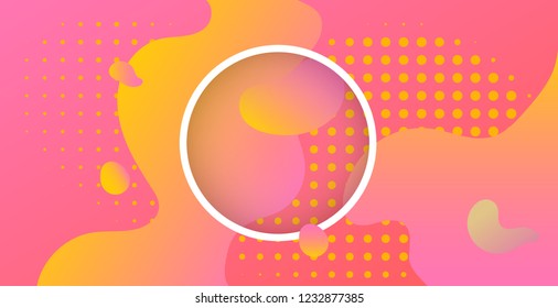 Abstract neon color background with circle and dots. Abstract vector illustration, horizontal.