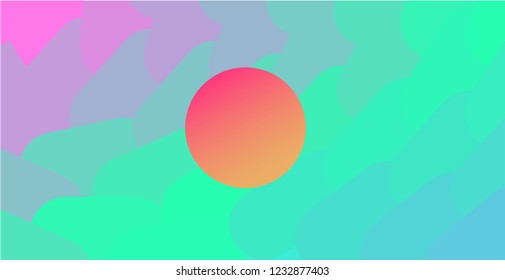 Abstract neon color background with round shape in the middle. Abstract vector illustration, horizontal.
