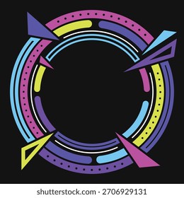 Ilustración Abstractas de marco de círculo de color de neón