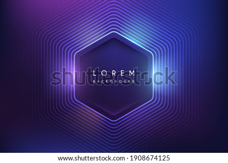 Abstract neon color hexagon background with light effect