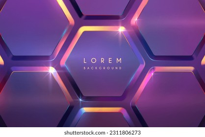 Abstract neon color hexagonal background