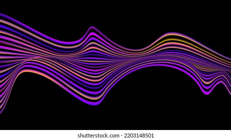 Abstract neon color optical wave lines art pattern design elements on black background. Vector illustration