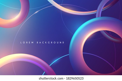 Abstract neon color rings background