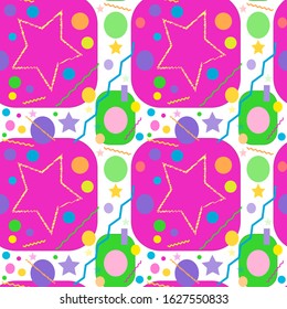 An abstract neon colored random shape 90s style background image.