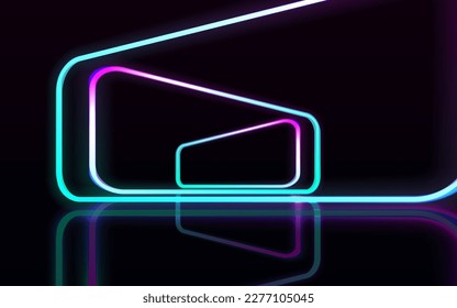 Abstrakte, neonfarbige Rahmen einzeln auf dunklem Hintergrund.