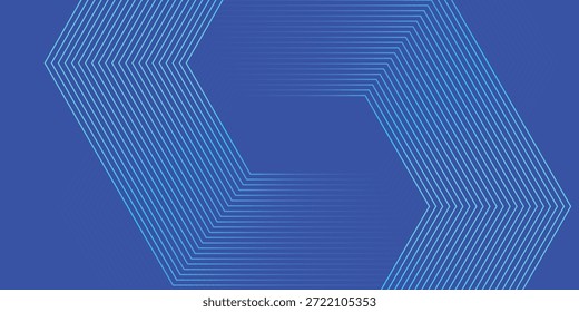 Abstraktes Hexagon-Gitter mit Neon-Cyan-Verriegelung auf lebendigem, royal-blauem Hintergrund