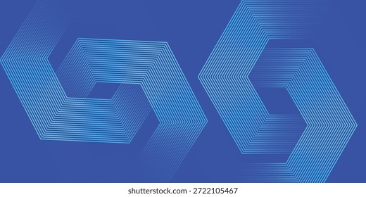 Abstraktes Hexagon-Gitter mit Neon-Cyan-Verriegelung auf lebendigem, royal-blauem Hintergrund