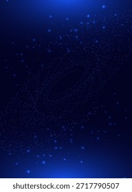 Abstractas luz azul punteada de neón brillante y brillante sobre fondo oscuro. Cartel para el concepto de diseño de producto. Ilustración vectorial