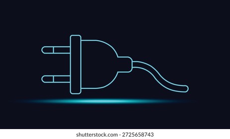 Abstrakte Neon Elektro-Stecker-Illustration leuchtend türkis auf dunklem Hintergrund ideal für Energie-Strom-Anschluss-Technologie Strom Zukunft Innovation und modernes digitales Design visuell