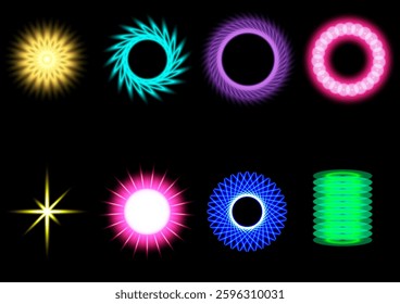 Abstract Neon Elements A vibrant collection of abstract neon elements glows against a dark backdrop, creating a visually stunning display of modern design.