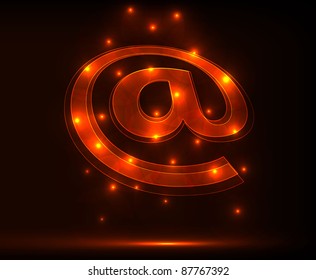 abstract neon E-mail symbol. vector illustration