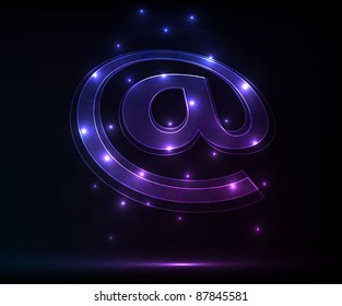 abstract neon E-mail symbol. vector illustration