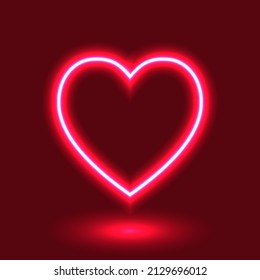็Heart abstract neon frame glowing electric symbol vintage. sign, poster, valentine, love,  banner vector illustration.